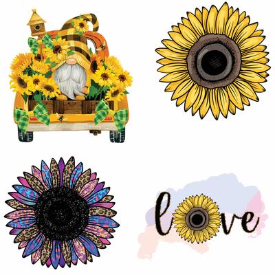 Sunflowers set, Sunflower monogram frame, Yellow sunflower with brown center, Sunflower outline