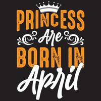 princess are born in April vector