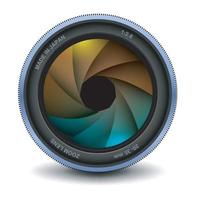 Camera photo lens with shutter. vector