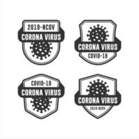 colecciones de vectores del logotipo del escudo del virus de la corona