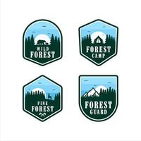 diseño de logotipos de guardia forestal de pinos vector