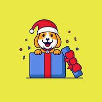 regalo sorpresa perro santa claus hat vector design.eps