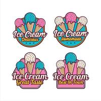 colección premium de diseño de etiqueta de insignia de helado vector