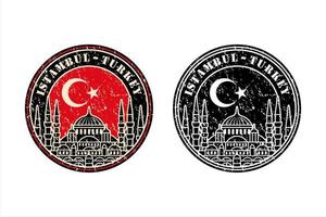 Istambul Turkey Stamp Travel  Design Vector Logo