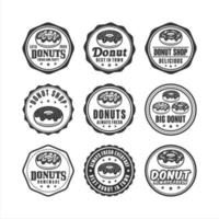 Donuts shop stamps vector design collection