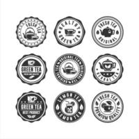 Stamp tea badge logos collection vector