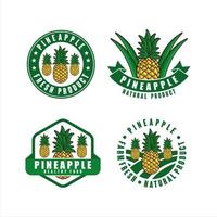 Pineapple farm fresh natural product label collection vector