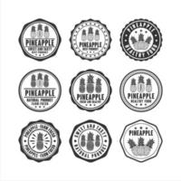 badge stamps pineapple vector design collection