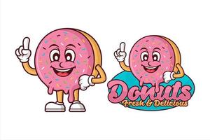 logo de diseño de vector de mascota de donut