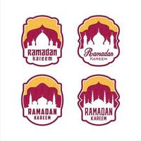 conjunto de diseño de etiqueta plana de ramadán vector