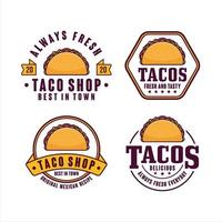 Taco shop fresh and tasty logo collection vector