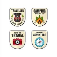 colección de logotipos de aventura de viajero insignia vector