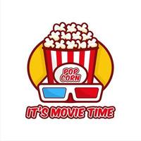 Popcorn movie time vector design