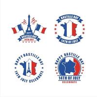 Happy Bastille Day 14 th July Paris France Badge Collection vector