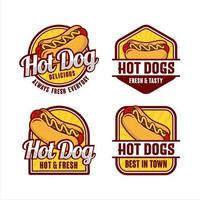 colección de logotipos de diseño de vectores de insignia de hot dog