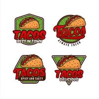 tacos comida insignia vector logo colección