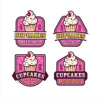 colección de logotipos premium de diseño de cupcakes-3 vector