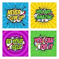 Motivational Quote Pop Art Style Design Collection vector