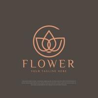 Lotus Flower Abstract Logo Beauty Salon Spa Cosmetics brand Linear style vector