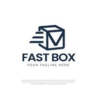 Fast delivery box icon design logo, package tracking symbol, letter M, flat design for apps and websites, isolated, vector illustration