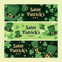 Set of Banner with Hat and Clover for Saint Patrick's Day Celebration vector