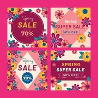 Spring Social Media Post for Promotional with Different Flower Layout vector