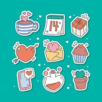 Cute Hand Drawn Valentine Stickers Collection vector