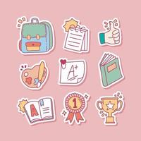 Collection of Cute Hand Drawn School Stickers for Journal vector