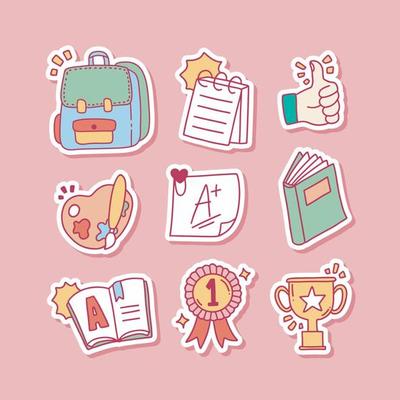 Free Vector  Set of pretty stickers with words