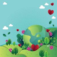 Colorful Paper Cut Style Earth Day Background Template vector