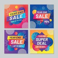 Set of Year End Sale Social Media Post with Modern Geometric Design Concept vector