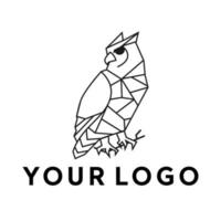 Black Owl line art logo vector