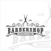 barber shop logo vintage vector illustration template icon graphic design. scissors symbol for business typography retro style