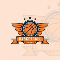 logotipo de baloncesto moderno vintage vector ilustración plantilla icono diseño gráfico. signo o símbolo deportivo para la competencia de la liga de equipos y clubes con placa y tipografía