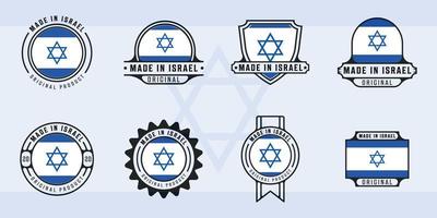 conjunto de diseño gráfico de icono de plantilla de ilustración vectorial de esquema de logotipo hecho en israel. colección de paquetes de países de bandera con varias insignias y tipografías vector