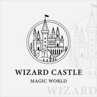 Hogwarts Castle línea arte logotipo vector ilustración plantilla icono diseño gráfico. estampado prendas de vestir camiseta harry potter