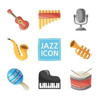 colección de iconos coloridos de doodle de música jazz vector