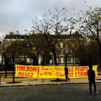 Demonstrators during a protest in yellow vests photo