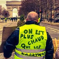 Demonstrators during a protest in yellow vests photo