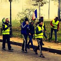 Demonstrators during a protest in yellow vests photo