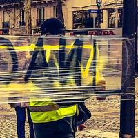 Demonstrators during a protest in yellow vests photo