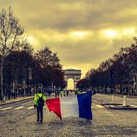 Demonstrators during a protest in yellow vests photo