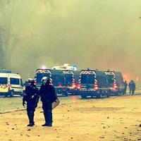 Demonstrators during a protest in yellow vests photo