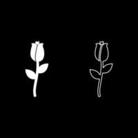 Rose icon white color vector illustration flat style image set