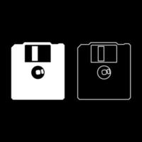 Diskette floppy disk storage concept icon white color vector illustration flat style image set