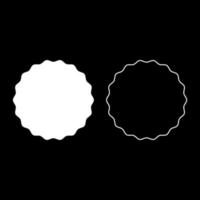 Round element with wavy edges Circle label sticker icon white color vector illustration flat style image set