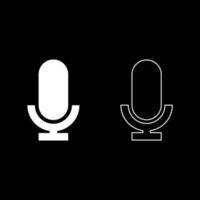 Microphone icon white color vector illustration flat style image set