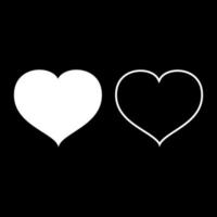Heart with end icon set white color vector