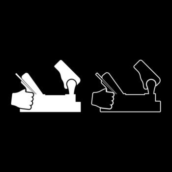 Jointer jack plane in hand holding tool use Arm using instrument with wood icon white color vector illustration flat style image set
