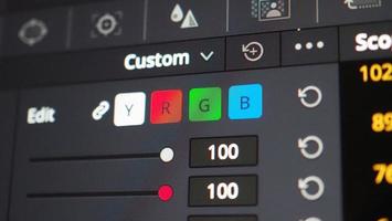 Color grading graph or RGB colour correction indicator on monitor photo